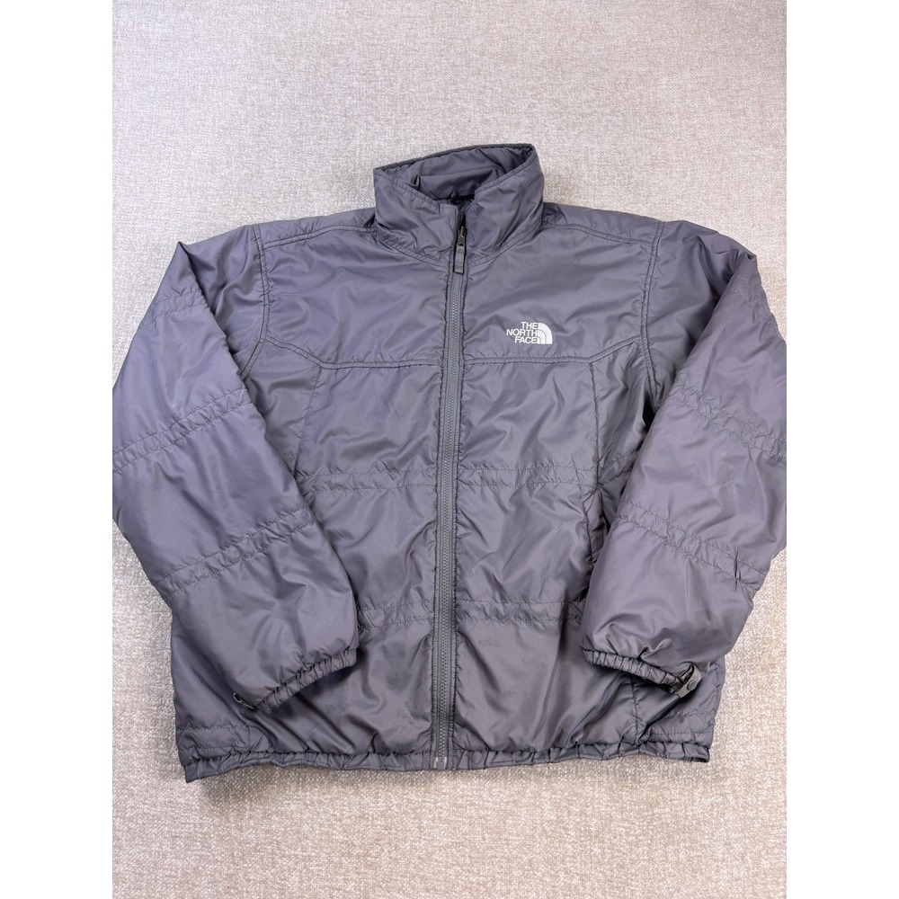 The North Face Mens Gray Quilted Puffer Jacket Full Zip Mock Neck Large